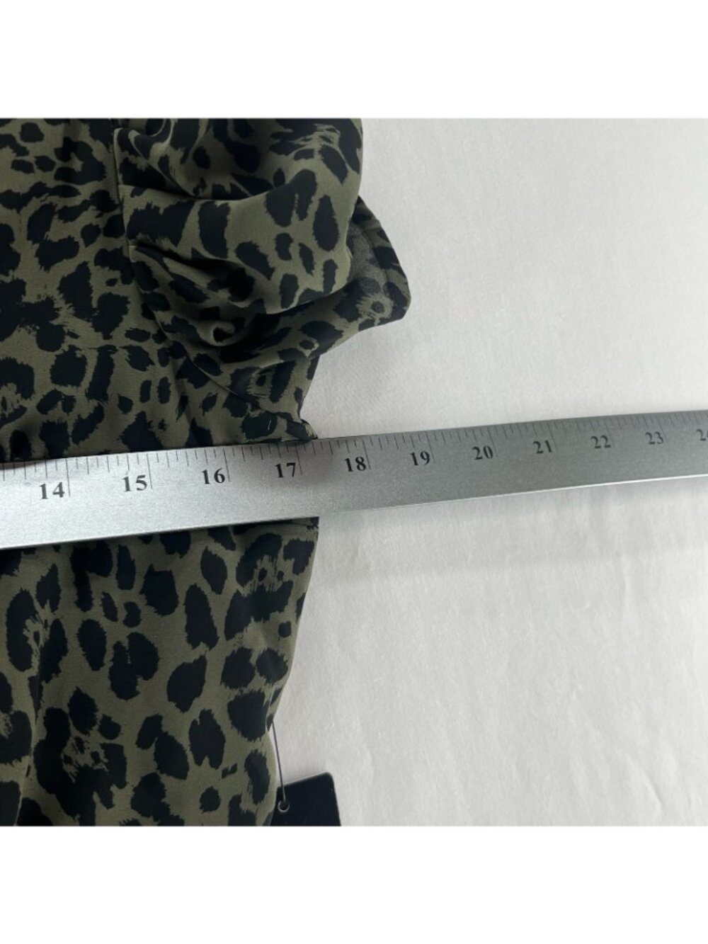 Express Olive Green and Black Leopard Print Mini Dress - Picture 3 of 16
